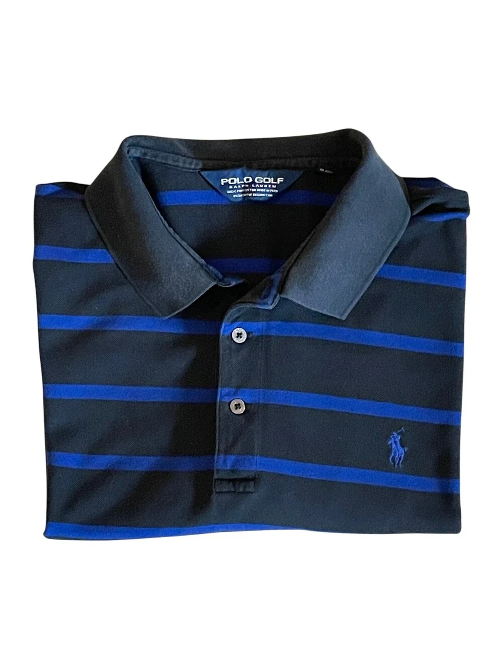 Polo Ralph Lauren Mens S/S Polo Shirt XL Blue Striped Cotton